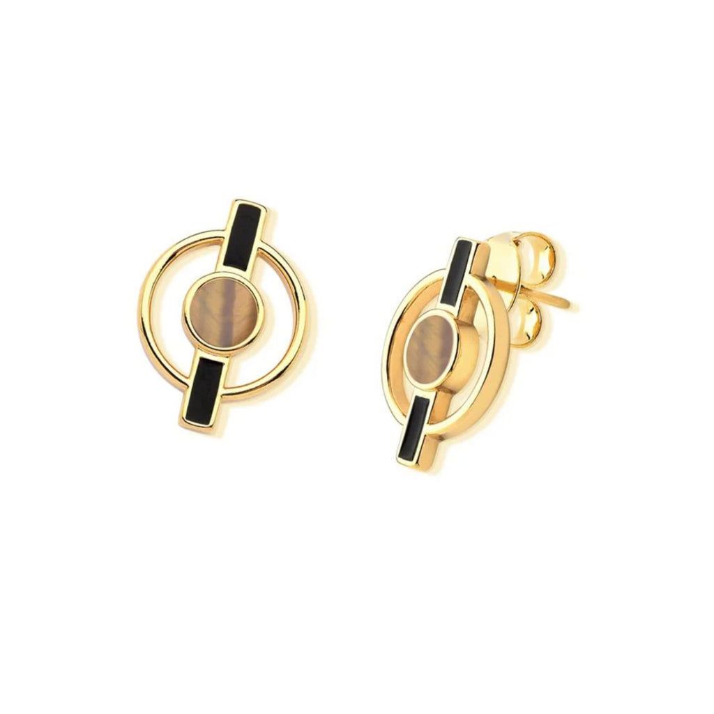 BRINCO GEOMÉTRICO OLHO DE TIGRE - REVESTIDO A OURO 18K