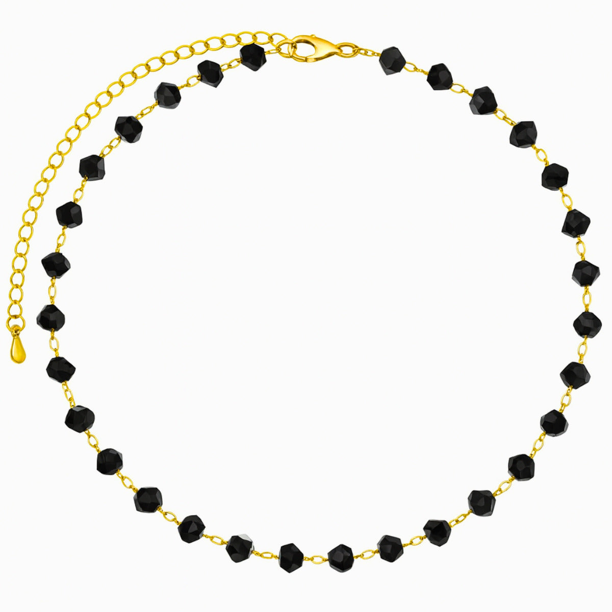 CHOKER DE CRISTAIS PRETOS - BANHO OURO