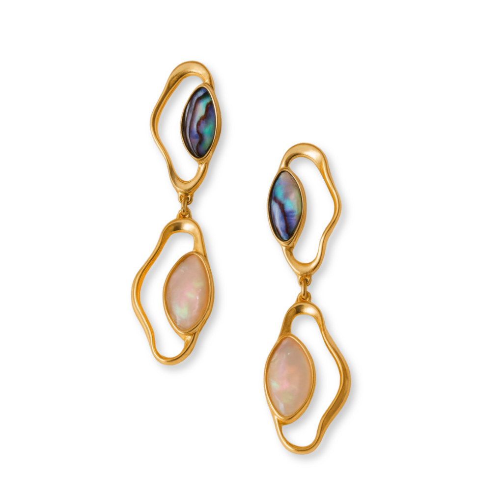 BRINCO ABALONE E NAUTILUS - REVESTIDO A OURO 18K