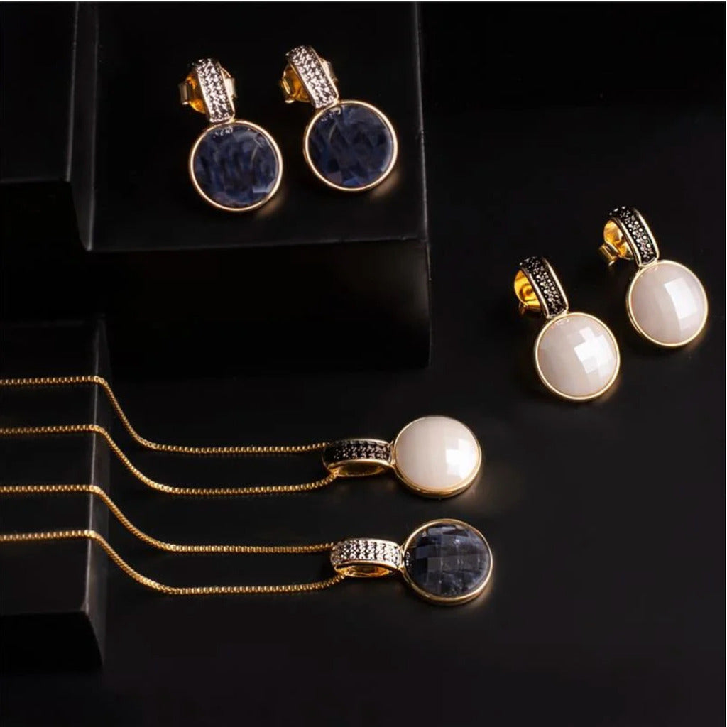 CONJUNTO ESTRELA PEROLADA - REVESTIDO A OURO 18K