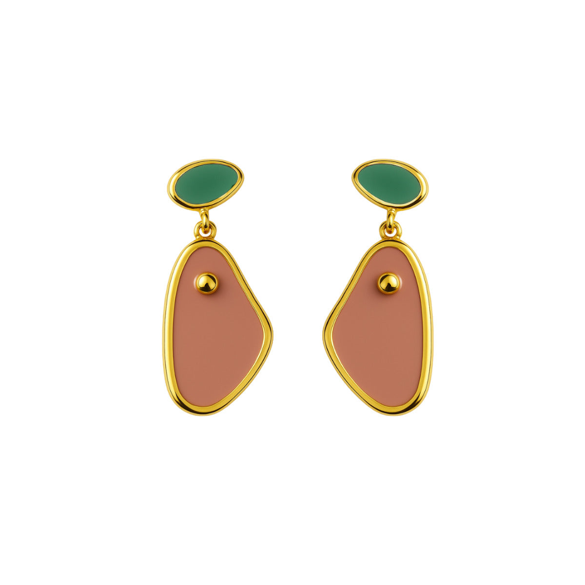 BRINCO ECO NATURAL ROSA E VERDE - BANHO OURO