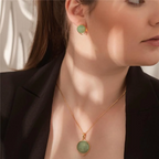 CONJUNTO QUARTZO VERDE FACETADO - REVESTIDO A OURO 18K