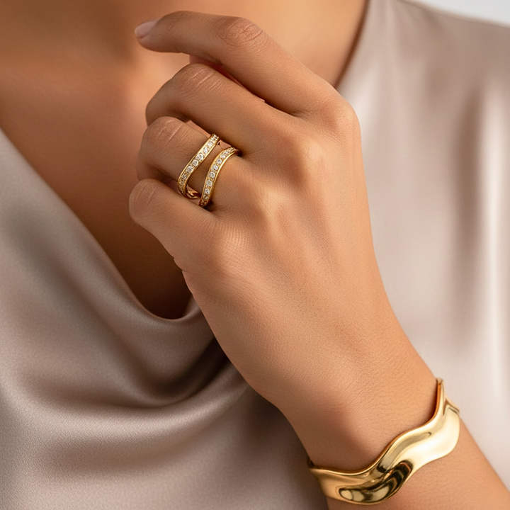 ANEL RASTRO DE ESTRELA - REVESTIDO A OURO 18K
