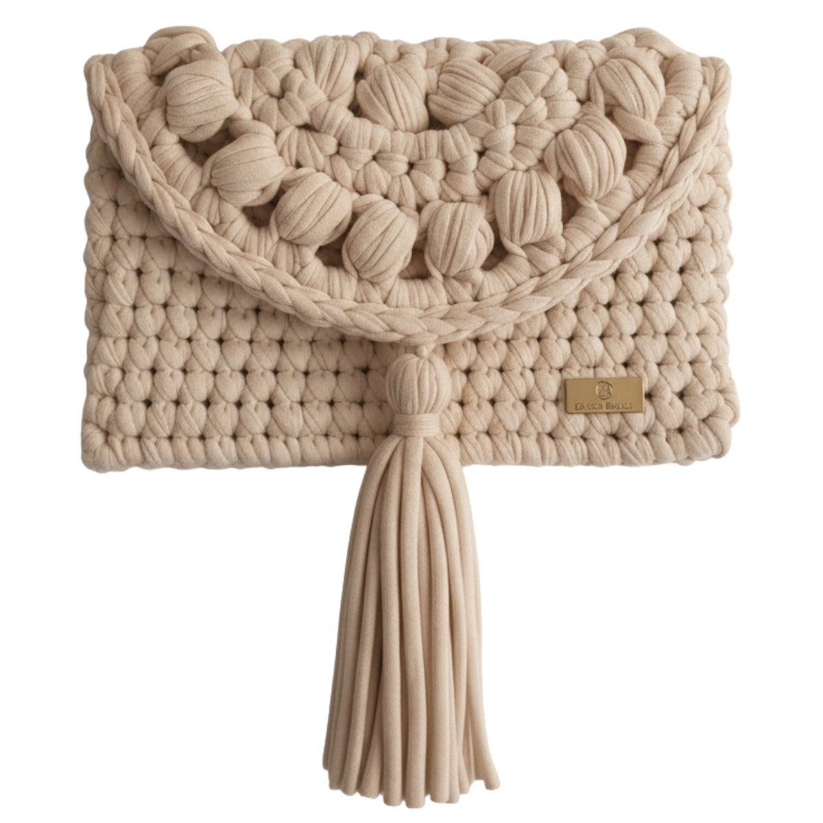 BOLSA  TRAMA TASSEL AREIA - FEITA À MÃO