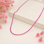 GARGANTILHA RIVIERA CRAVEJADA COM ZIRCÔNIA RUBI ROSE - PRATA 925